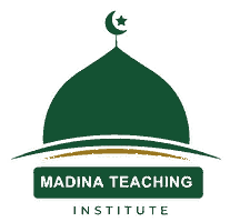 Madina Teaching Institute logo: a green mosque dome with a crescent finial above the academy name