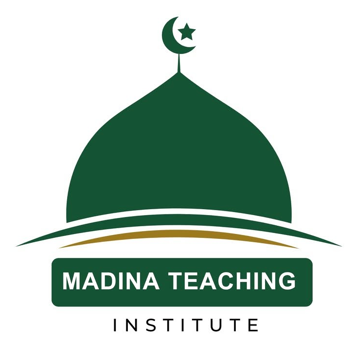 Madina Teaching Institute logo: a green mosque dome with a crescent finial above the academy name